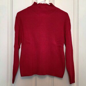 Talbots Red Cotton Mock Turtleneck Sweater